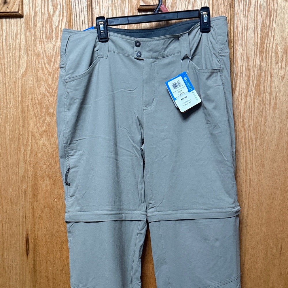 Womens Columbia Active Straight-Leg Convertible stretch Pants - Khaki. 16L NWT